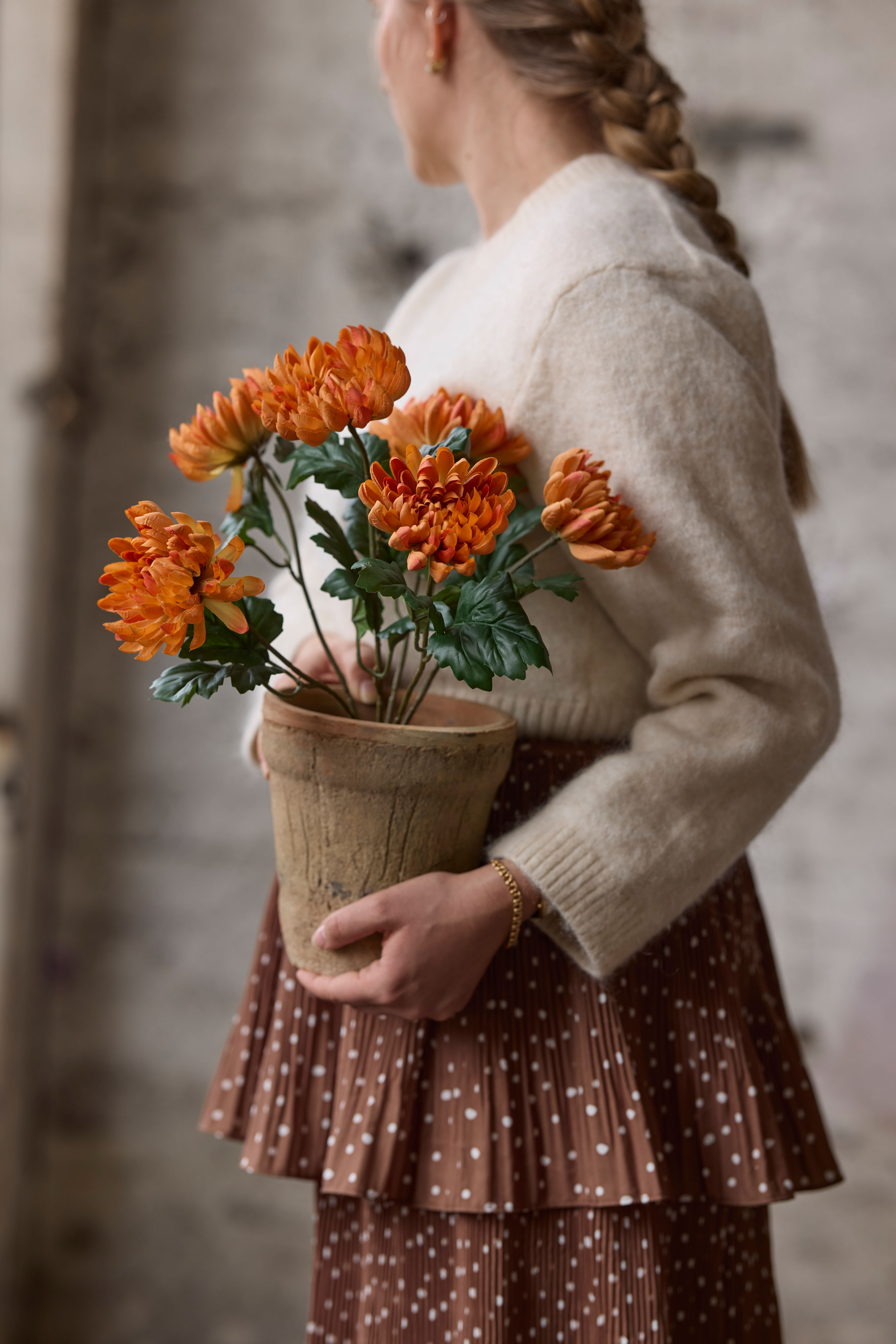 Konstgjord orange Chrysanthemum 30cm