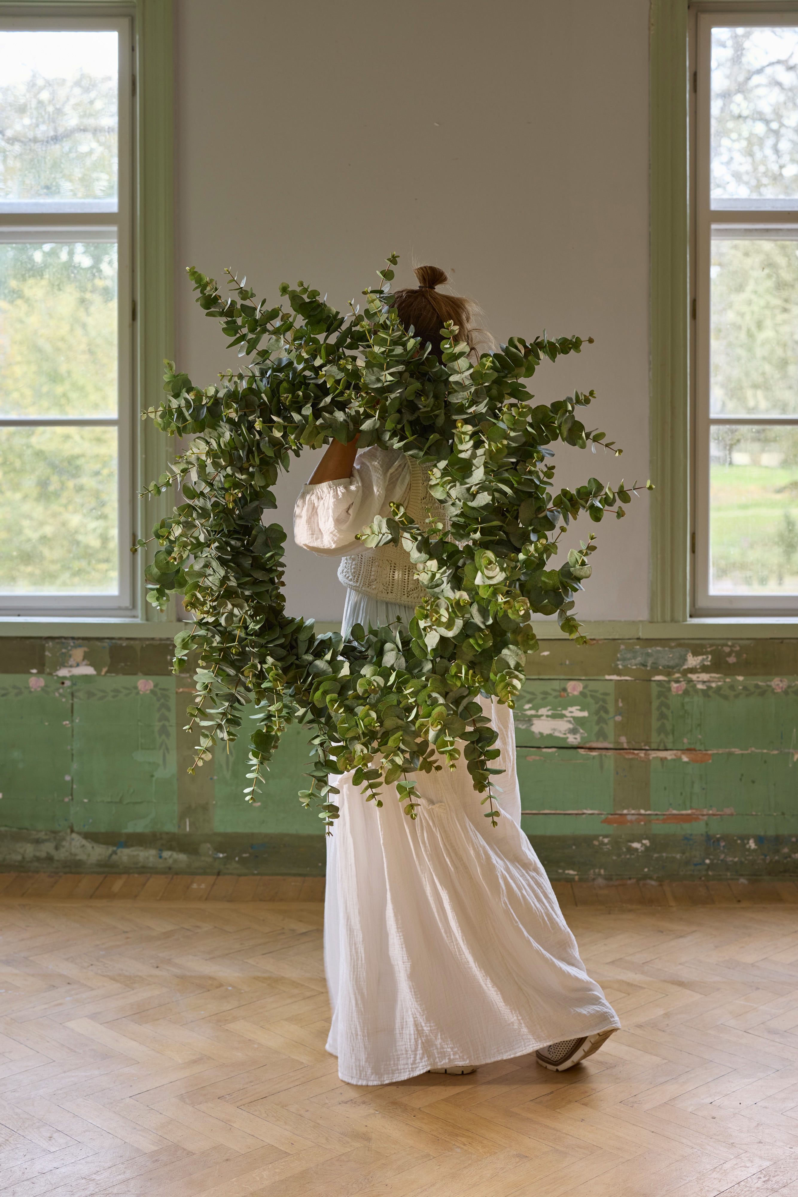 Konstgjord grön Eucalyptus krans 100cm